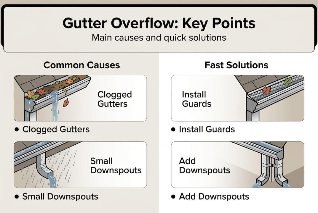 Infographic of gutter overflow causes and fixes