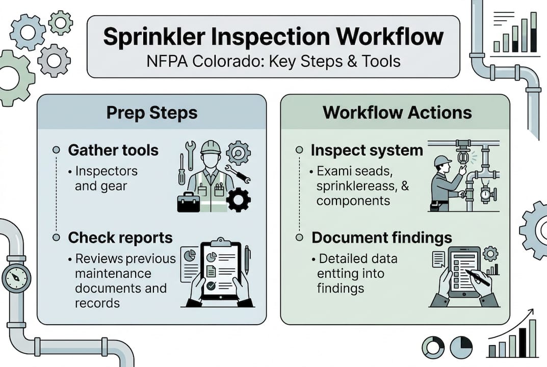 Infographic on sprinkler inspection steps and tools