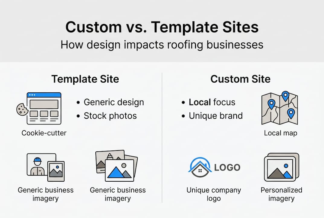 Infographic comparing custom and template websites