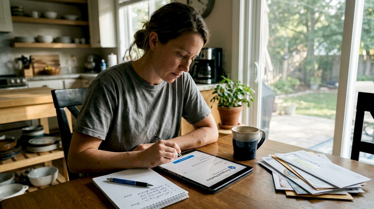 Homeowner booking roofing service on website