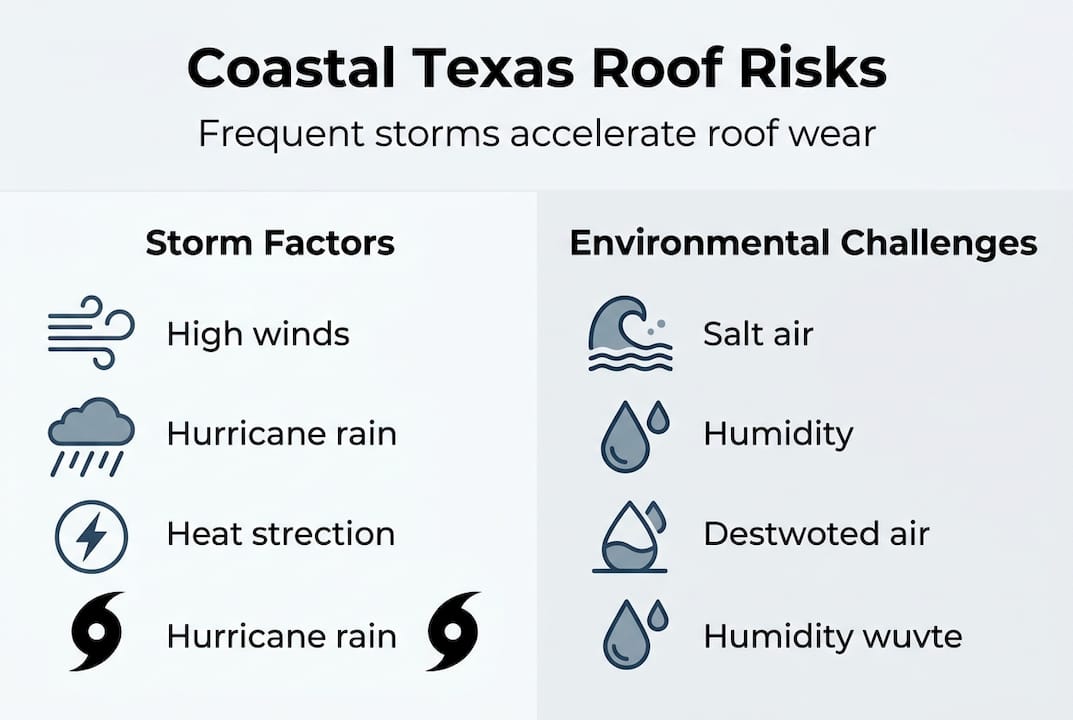 Infographic on coastal Texas roof risks