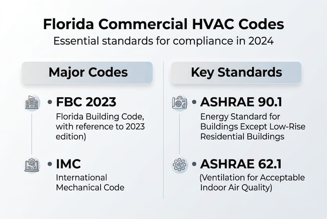 Infographic with main Florida commercial HVAC codes