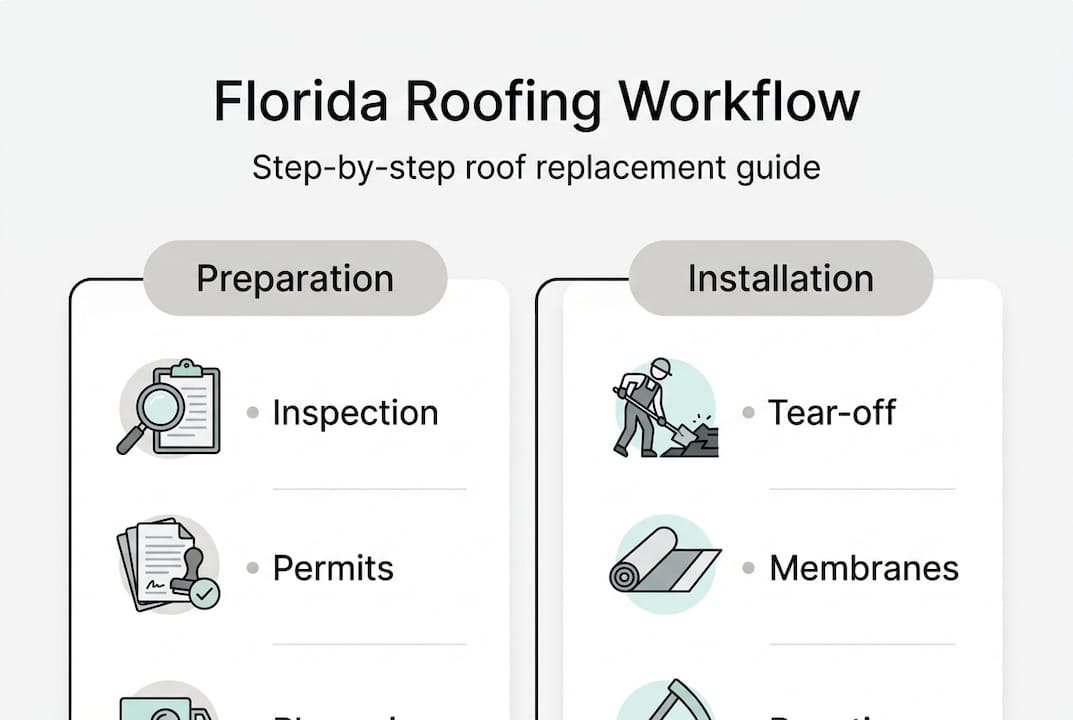 Infographic showing Florida roofing workflow steps