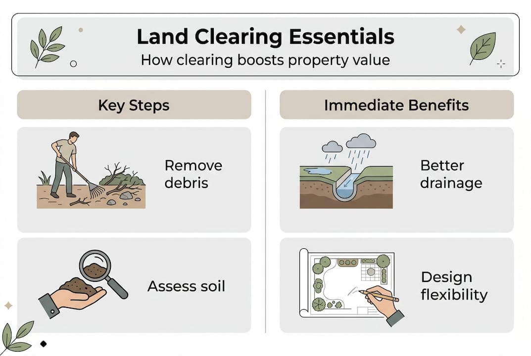 Infographic outlining land clearing process and benefits