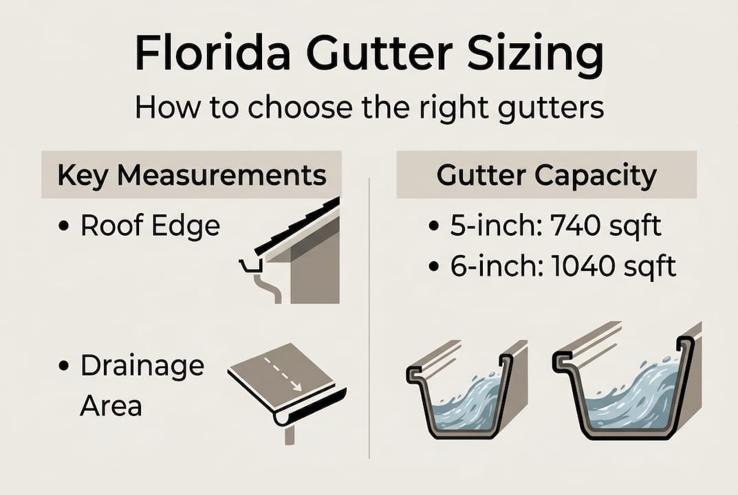 Infographic showing gutter measurements and sizing