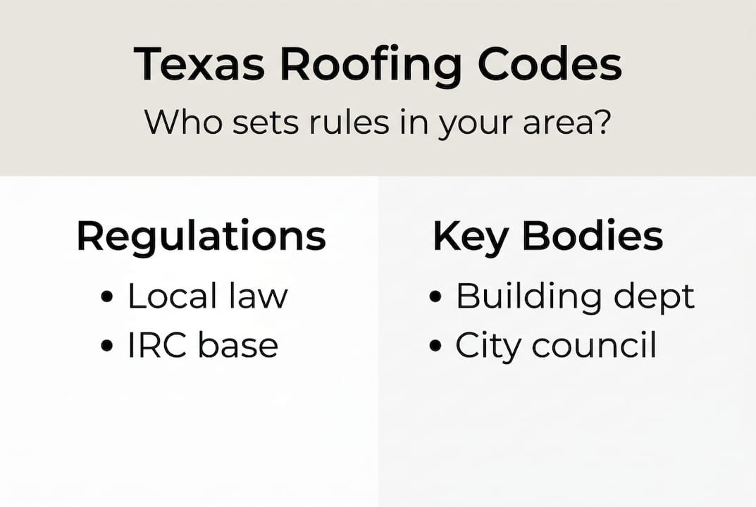 Infographic on Texas roofing code authority