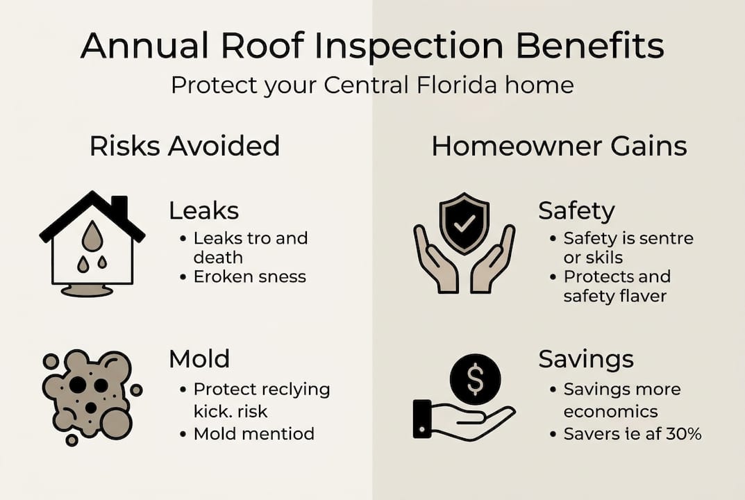 Infographic showing roof inspection benefits and risks avoided