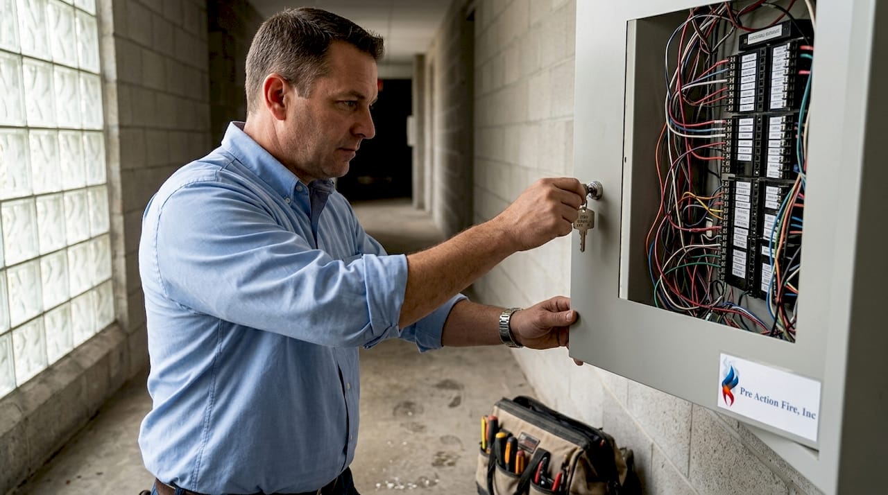 Supervisor opening addressable fire alarm panel