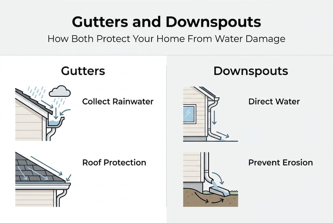 Infographic gutters downspouts roles at home