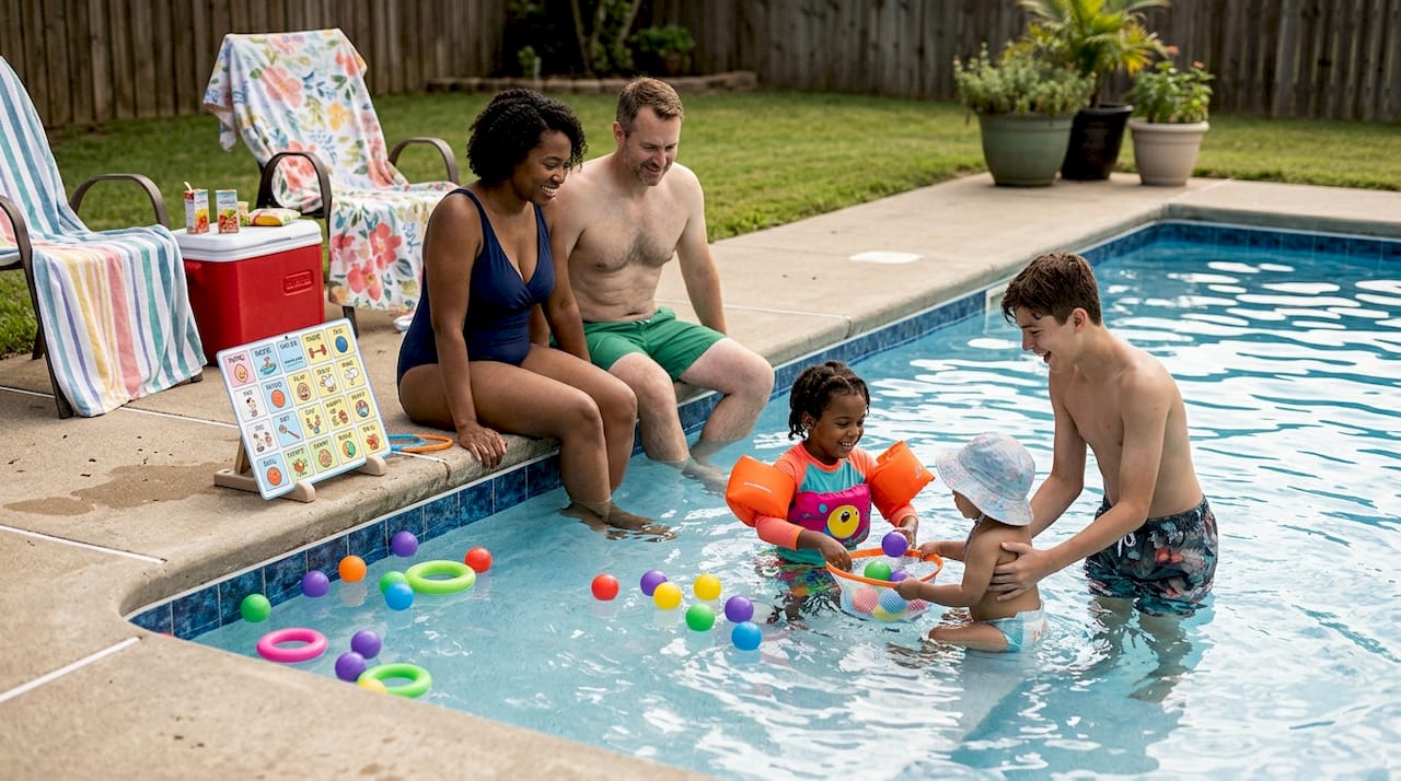 23 Family Pool Activity Ideas for Fun & Safety in Central Florida 1 Family of all ages enjoy inclusive pool time