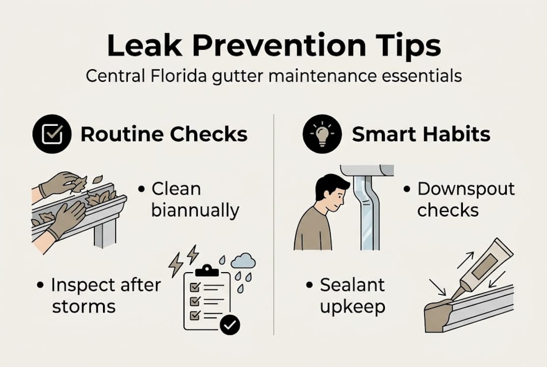 Infographic of gutter leak prevention tips