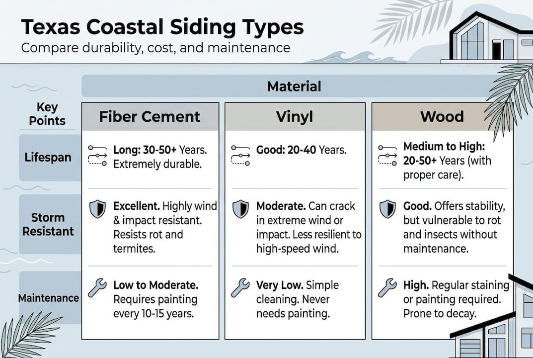 Infographic comparing siding options for coastal homes