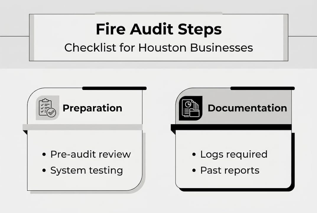 Infographic of fire safety audit steps and documentation