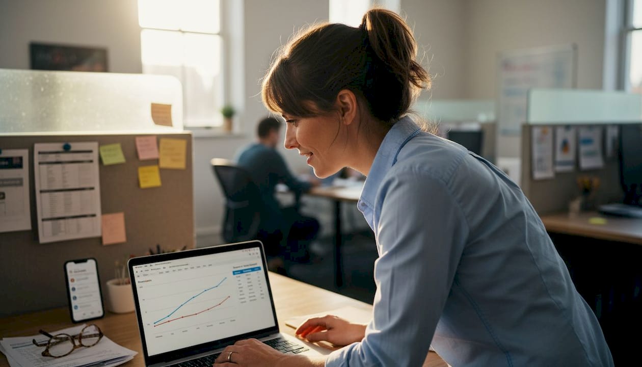 Manager checks marketing revenue and CPL dashboard