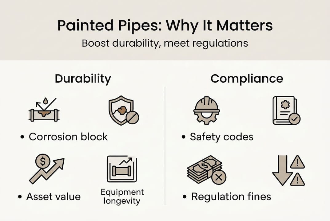 Infographic on pipe painting durability and compliance