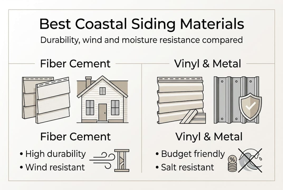 Infographic comparing coastal siding materials