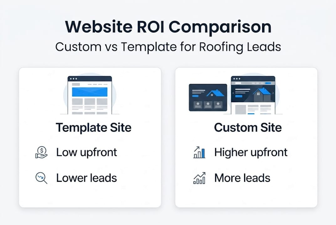 Infographic comparing website ROI for roofers
