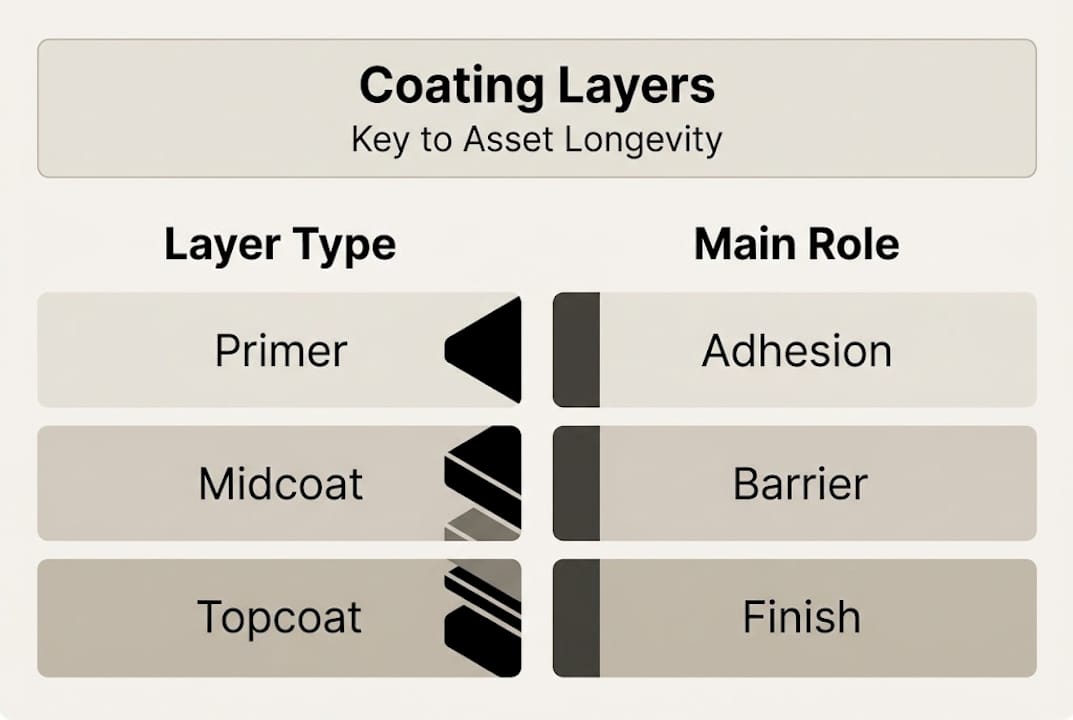 Infographic showing common protective coating layers