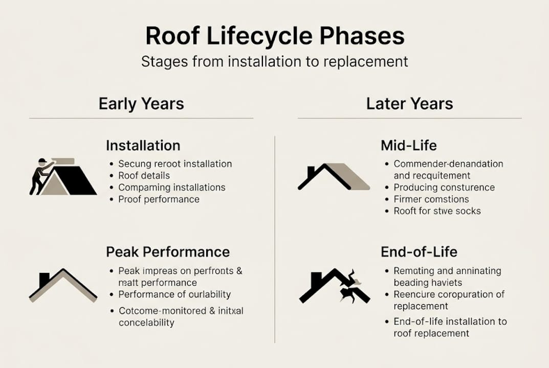 Infographic showing roof lifecycle stages