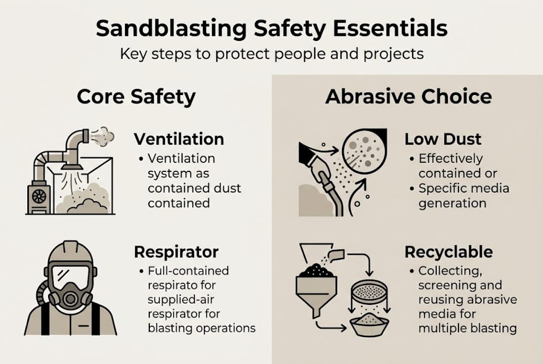 Infographic on sandblasting safety essentials