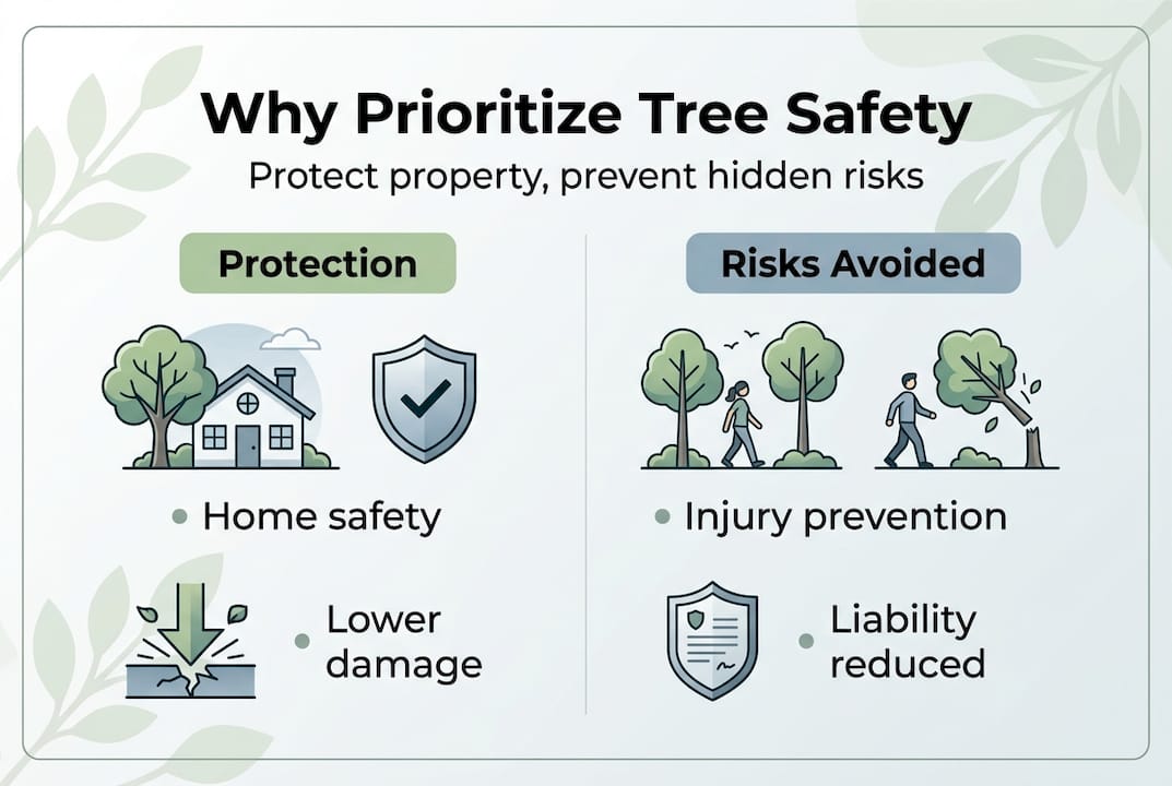 Infographic showing tree safety benefits and risks