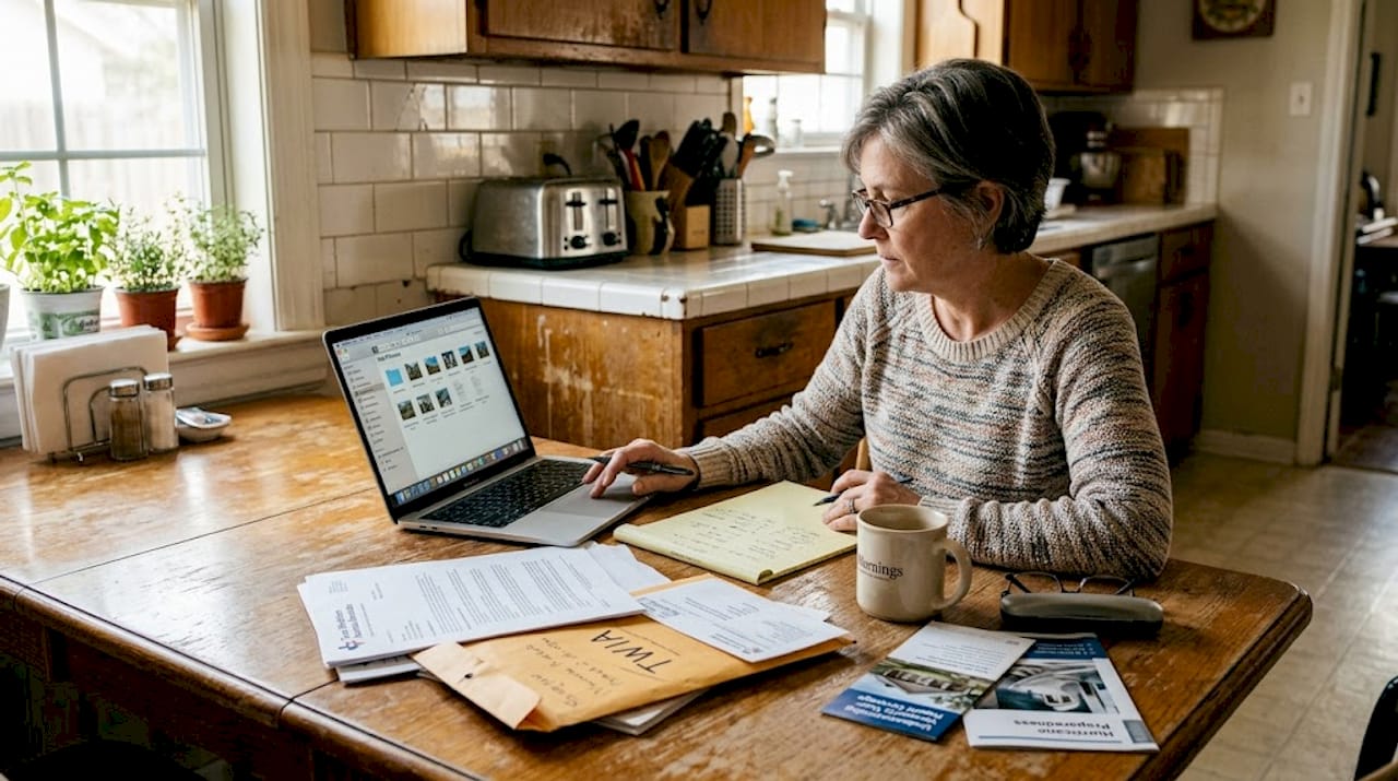 Homeowner organizing roof inspection documentation