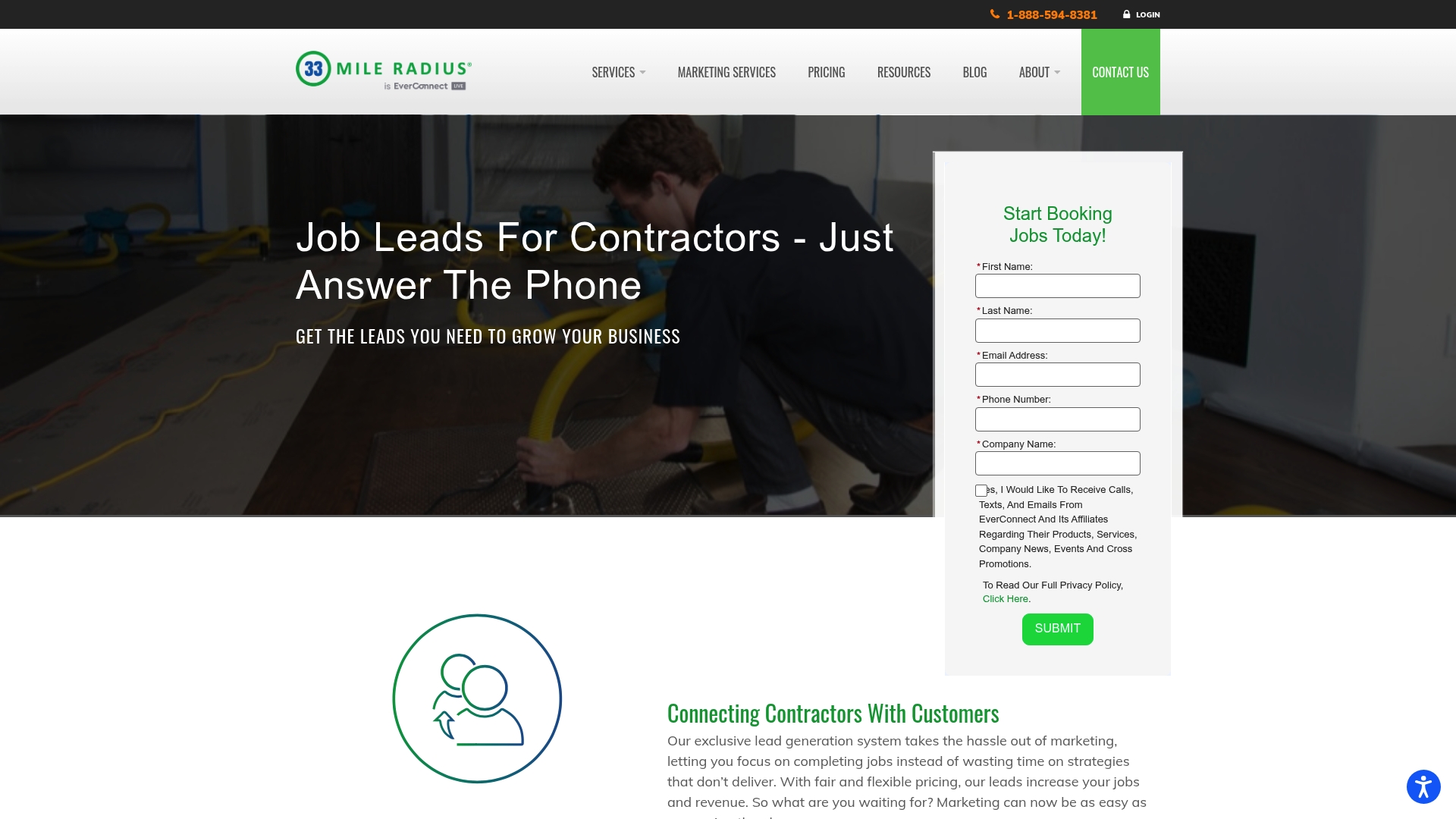 Contractor working on flooring installation, emphasizing lead generation and appointment setting for contractors in the home improvement industry.