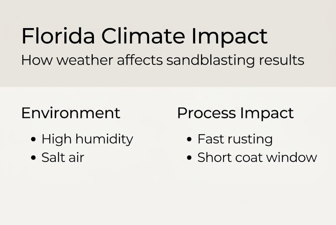 Infographic showing how climate impacts sandblasting in Florida