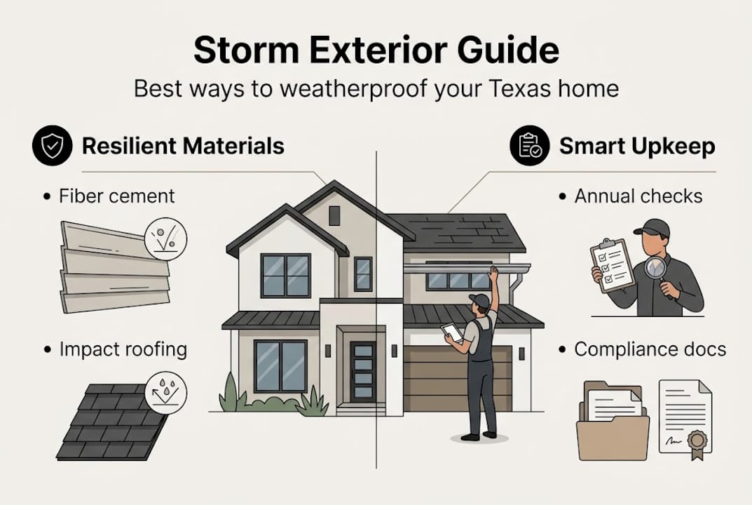Infographic showing Texas storm exterior upgrades