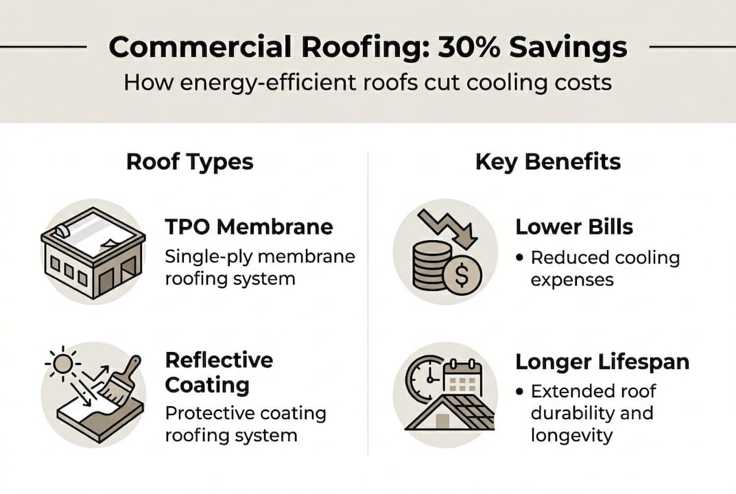 Infographic comparing cool roofing solutions and benefits