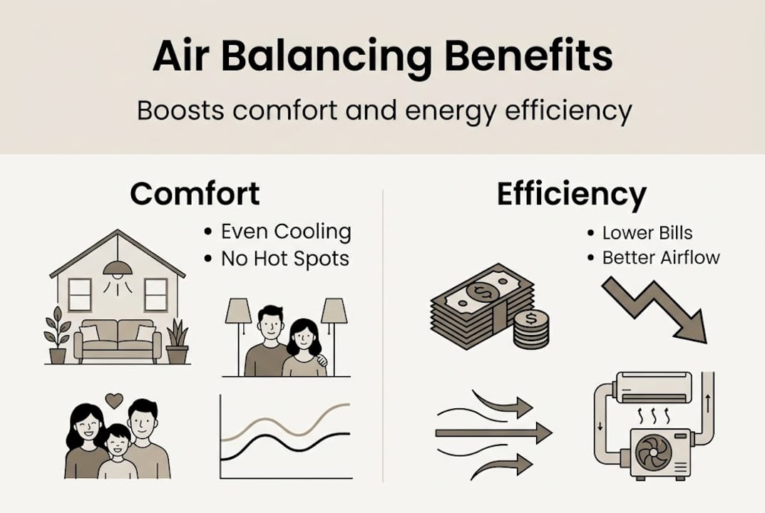 Infographic illustrating air balancing benefits