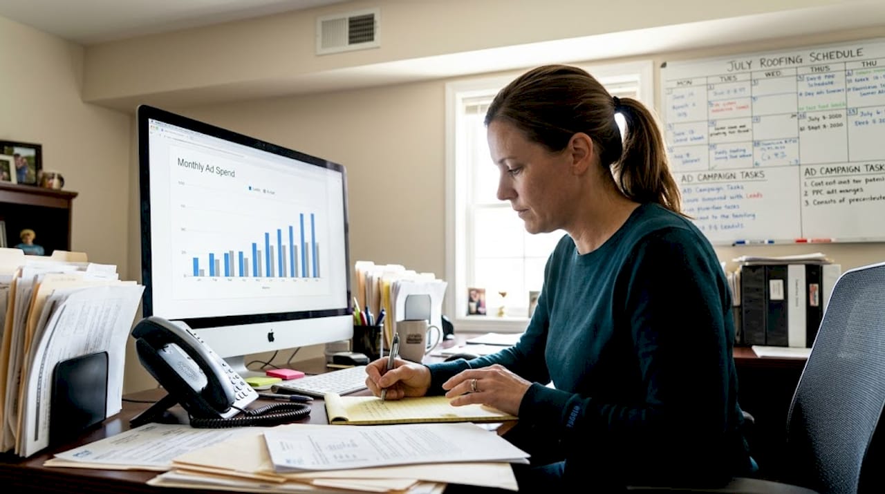 Roofing office staff budgets PPC campaigns