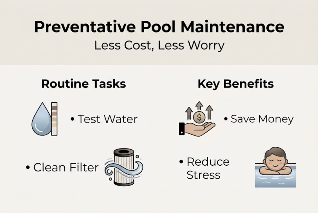 Infographic showing preventative pool care summary