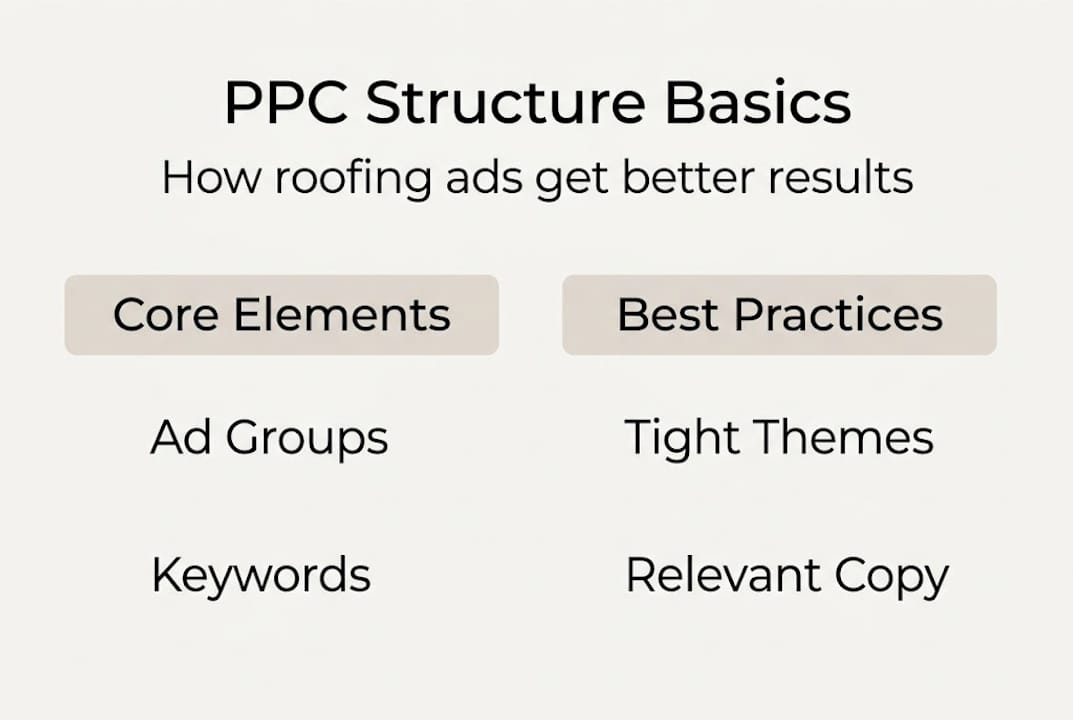 Infographic showing PPC structure basics for roofing