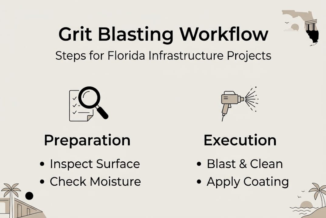 Infographic Florida grit blasting workflow steps