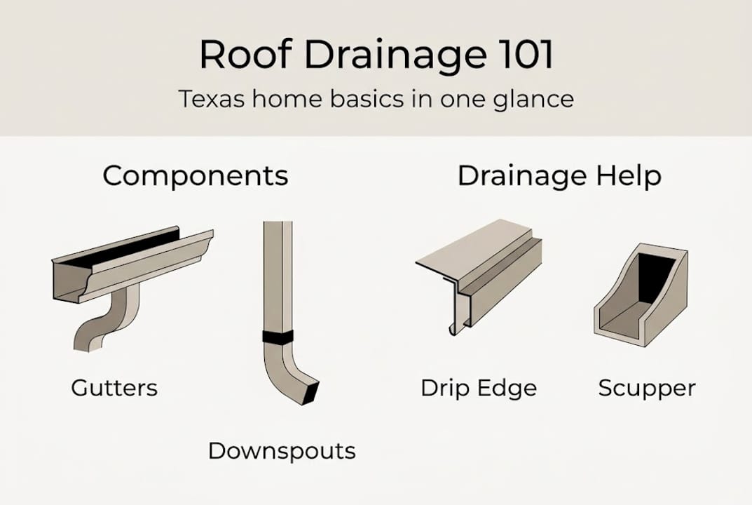 Infographic Texas roof drainage system parts