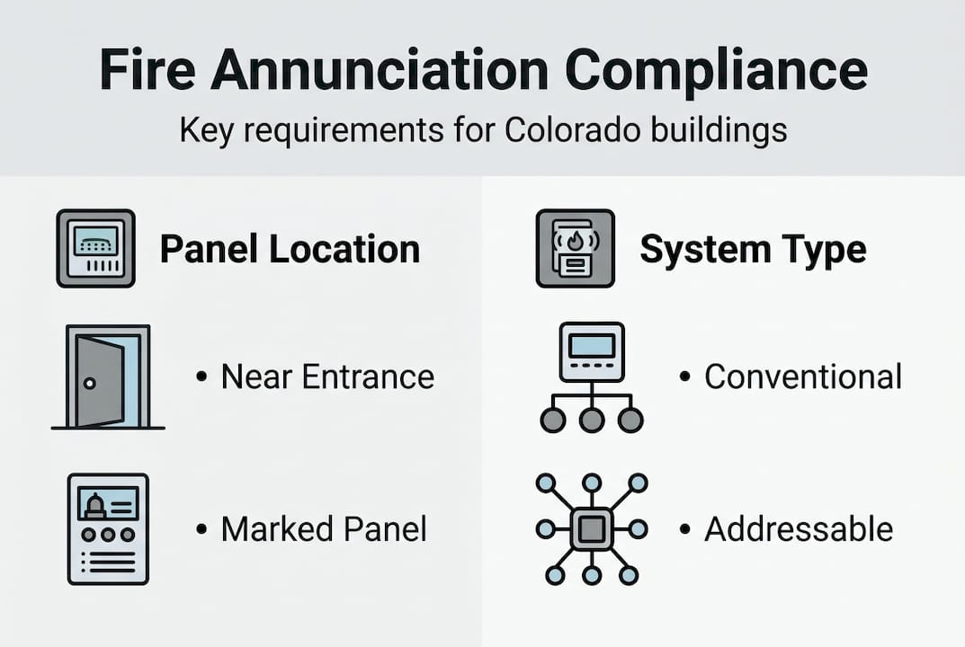 Infographic key Colorado fire annunciation requirements