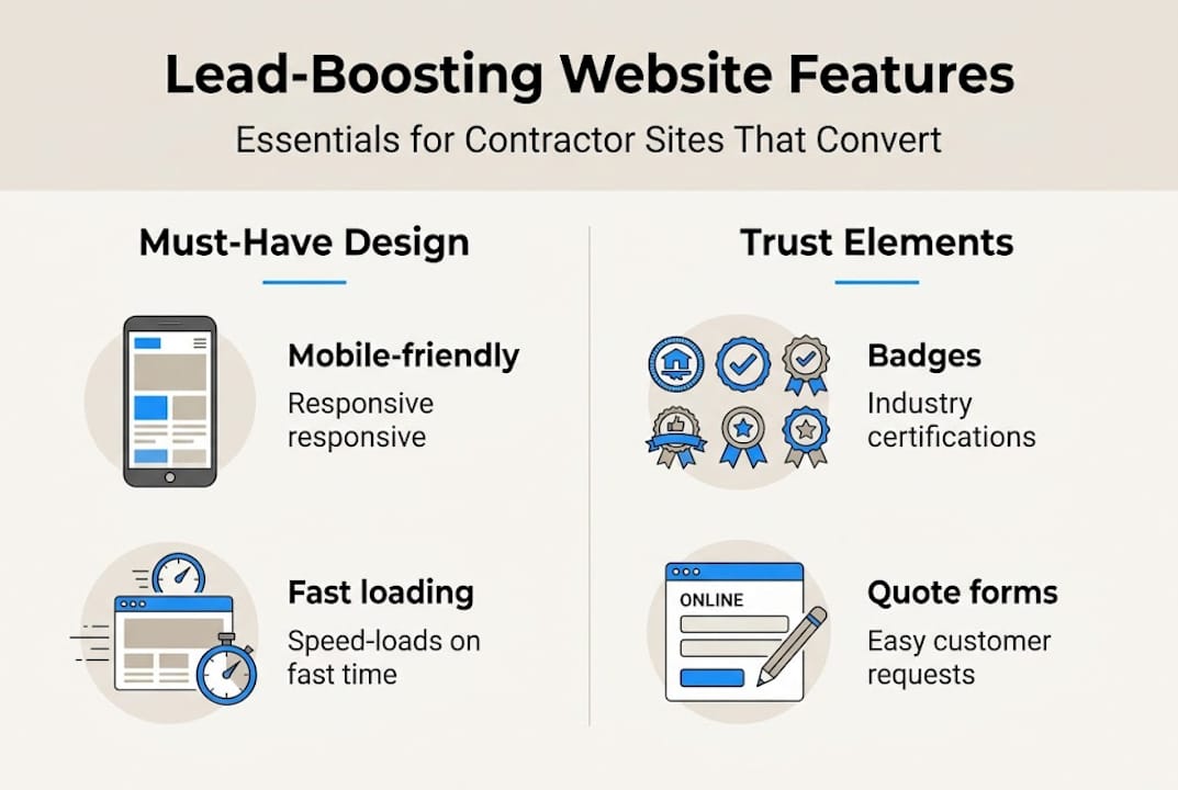 Infographic of essential contractor website features