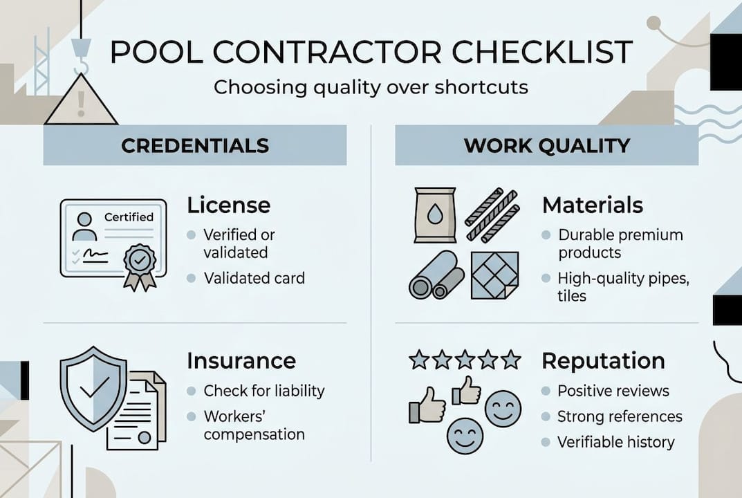 Infographic checklist for pool resurfacing contractor choice