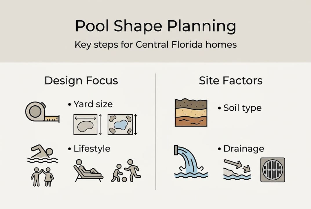 Infographic showing pool shape planning steps