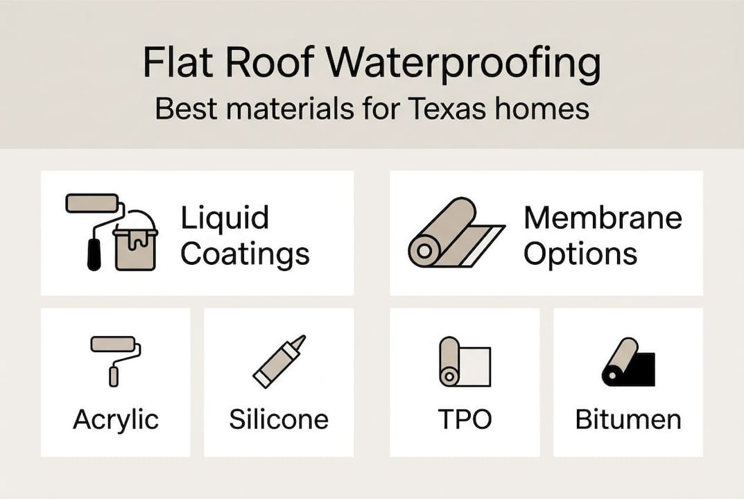 Infographic showing flat roof waterproofing materials