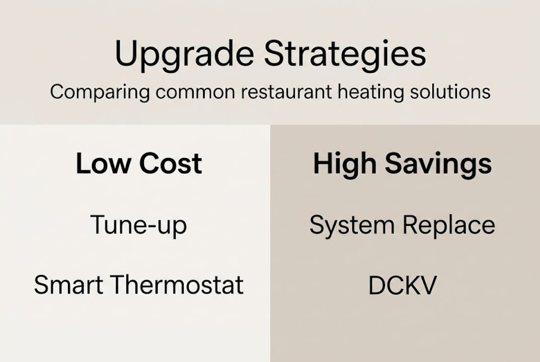 Infographic comparing heating upgrade strategies