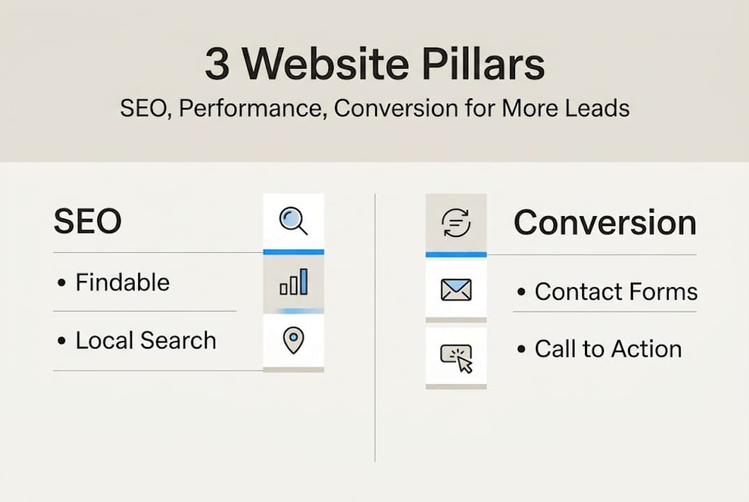 Infographic showing website optimization pillars