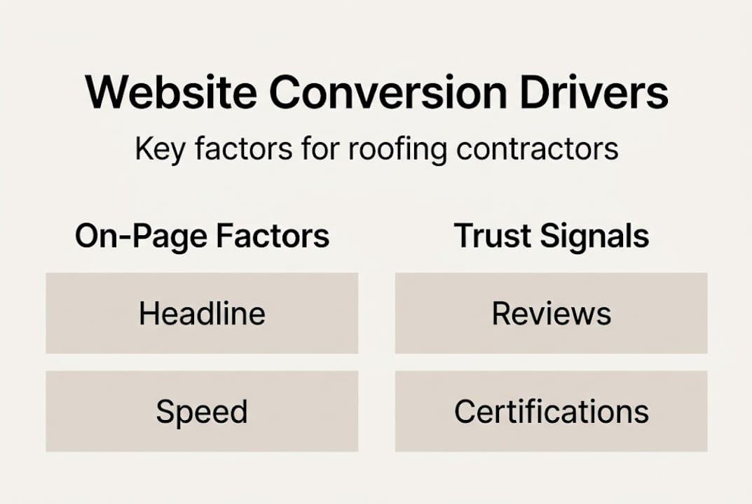 Infographic showing main website conversion drivers