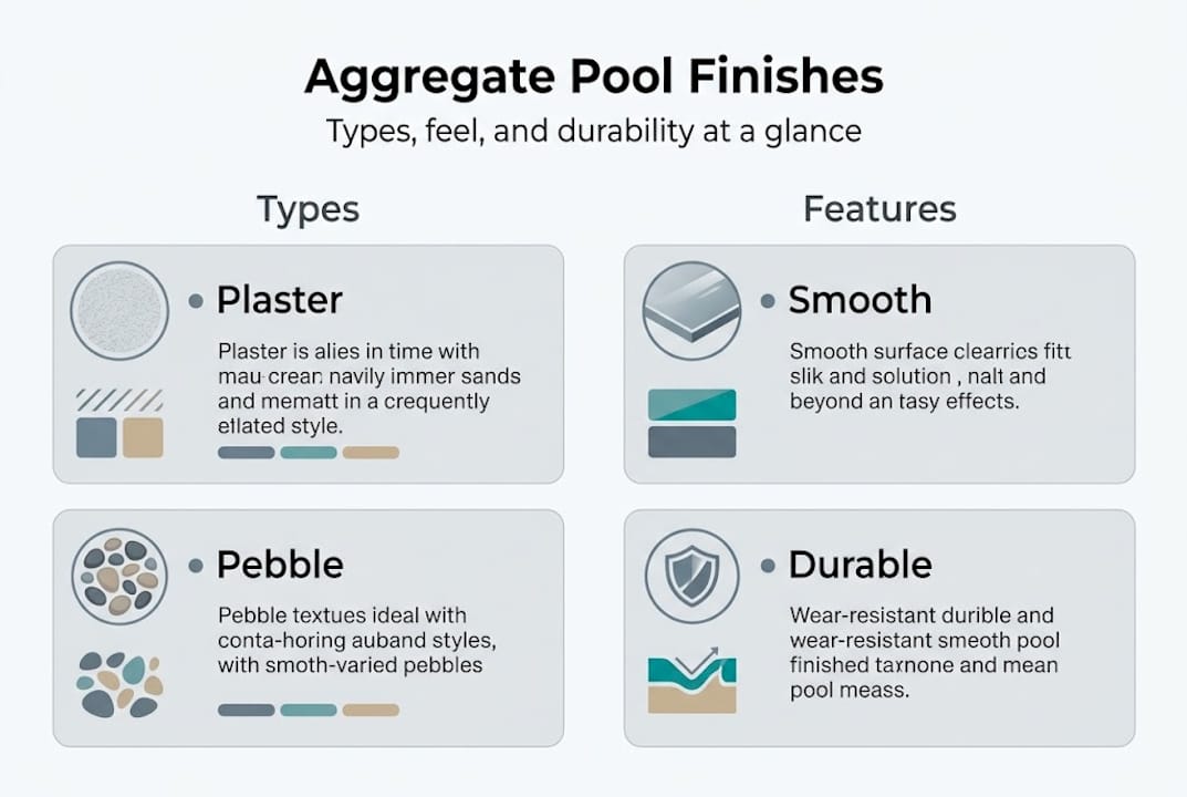 Infographic summarizing aggregate pool finish types and features
