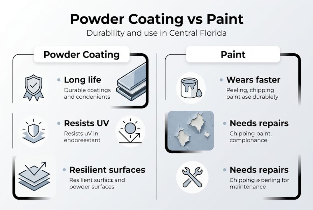 Infographic comparing powder coating and paint