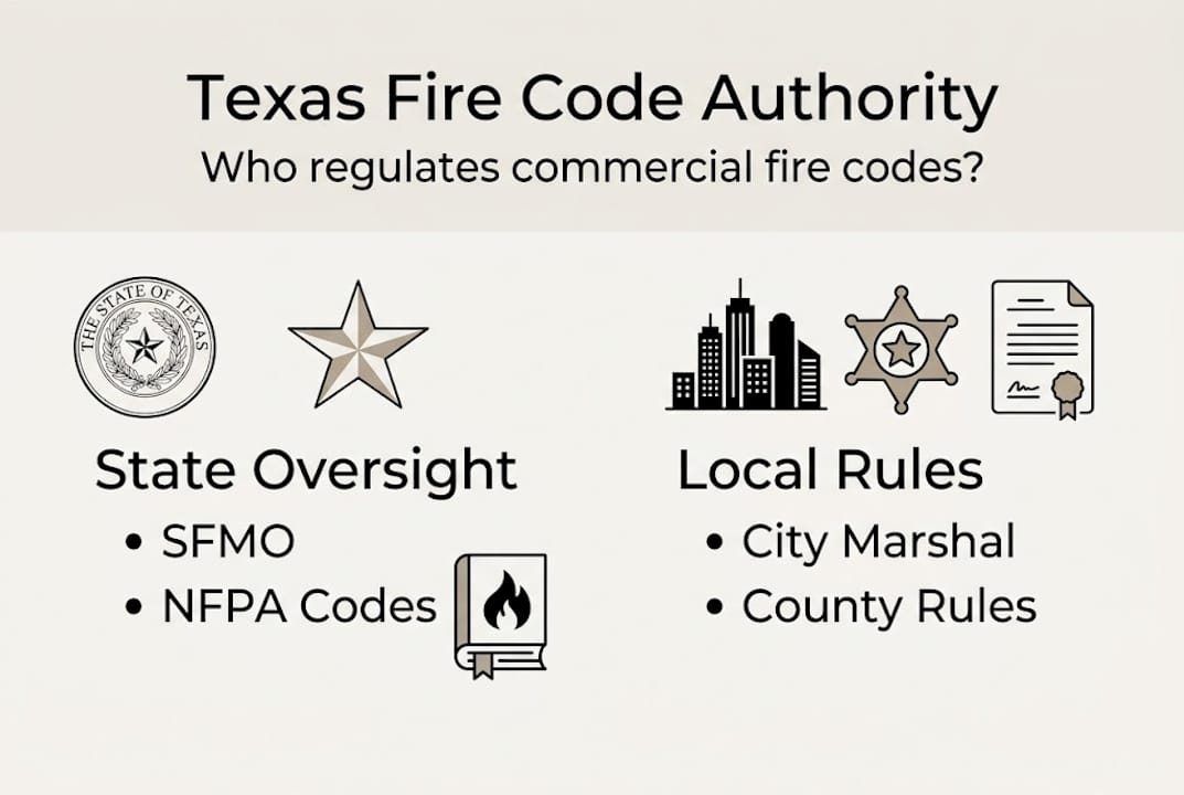 Infographic of Texas fire code authority structure