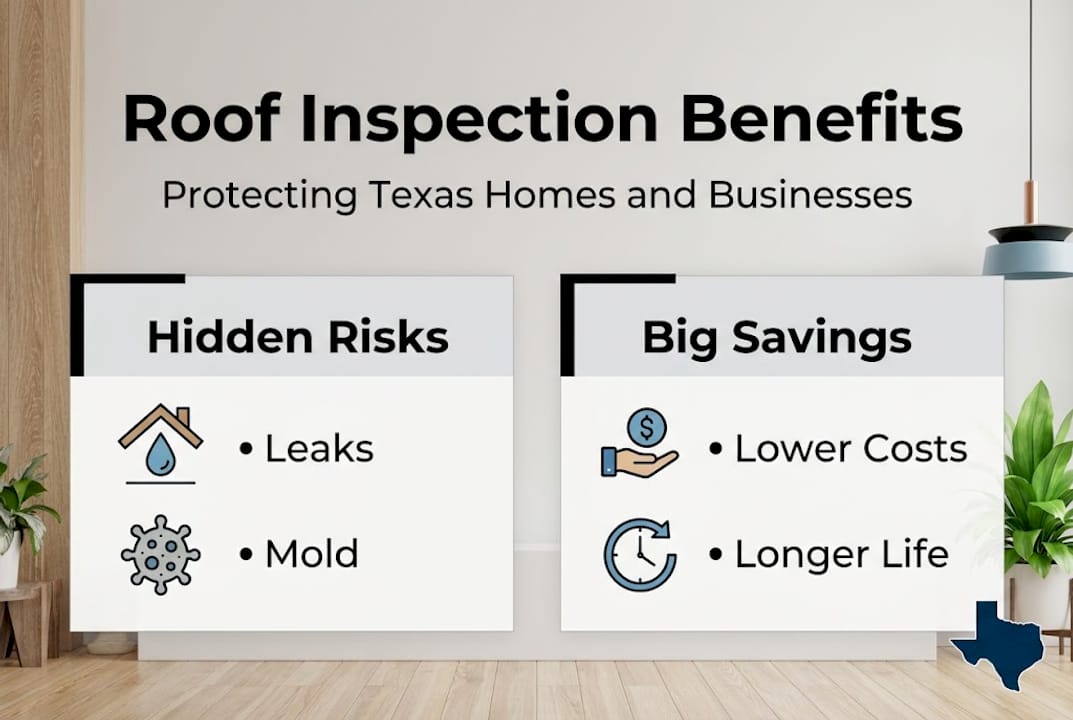 Infographic on benefits of Texas roof inspections
