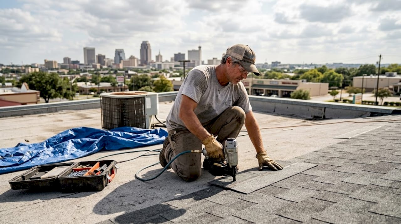 Roofer upgrades Texas commercial retail roof
