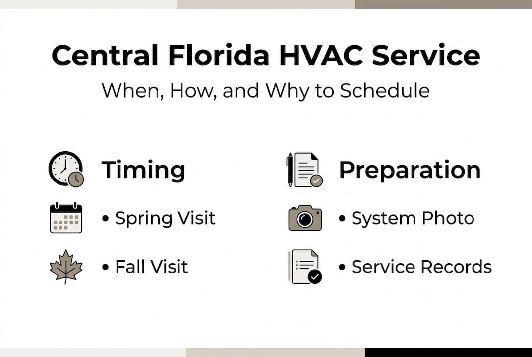 Infographic showing Central Florida HVAC timing and prep